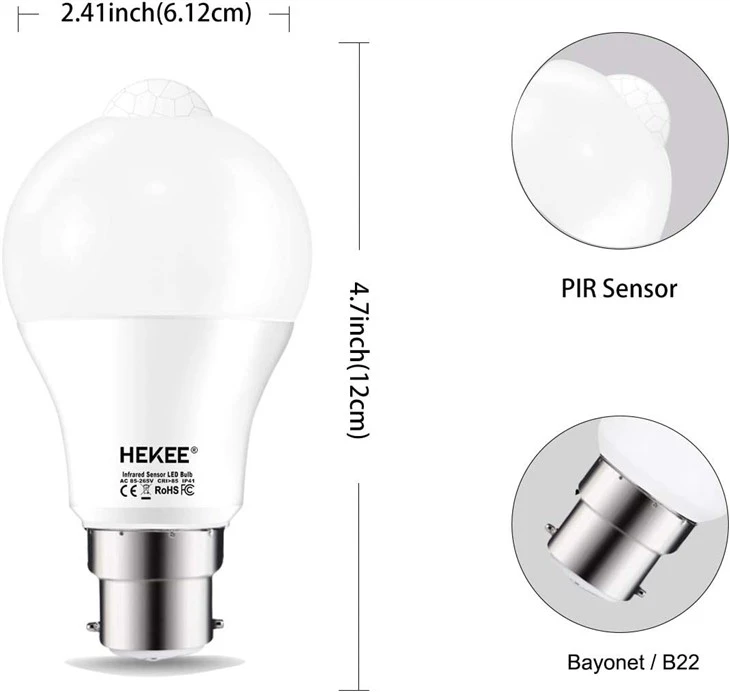 motion sensor light bulb bayonet type6