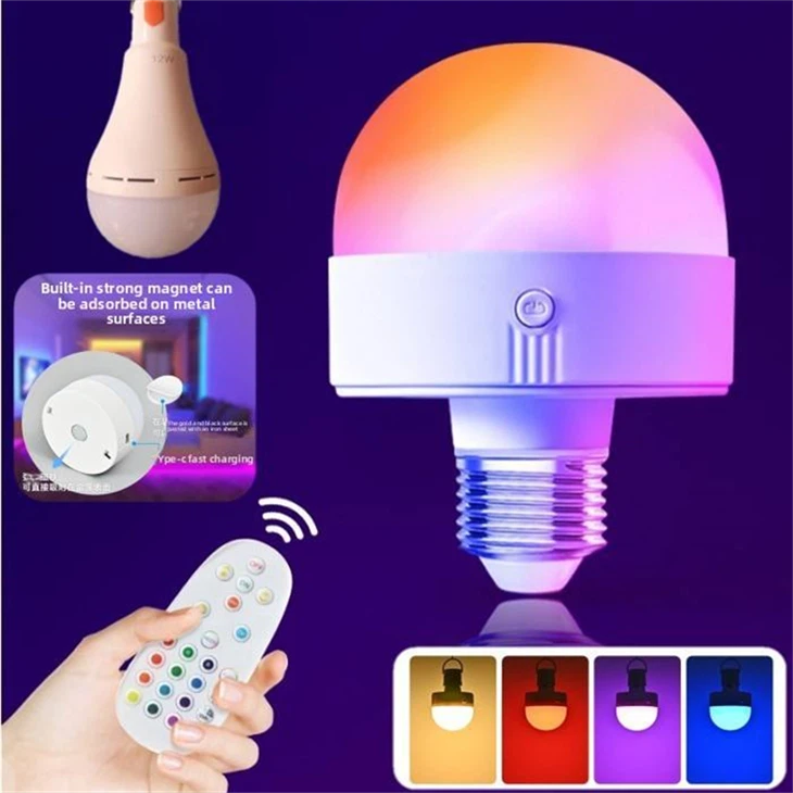 Anpoul ki ap dirije RVB entelijan - Modèn Rechargeable & Dimmable (E26/E27 Baz)